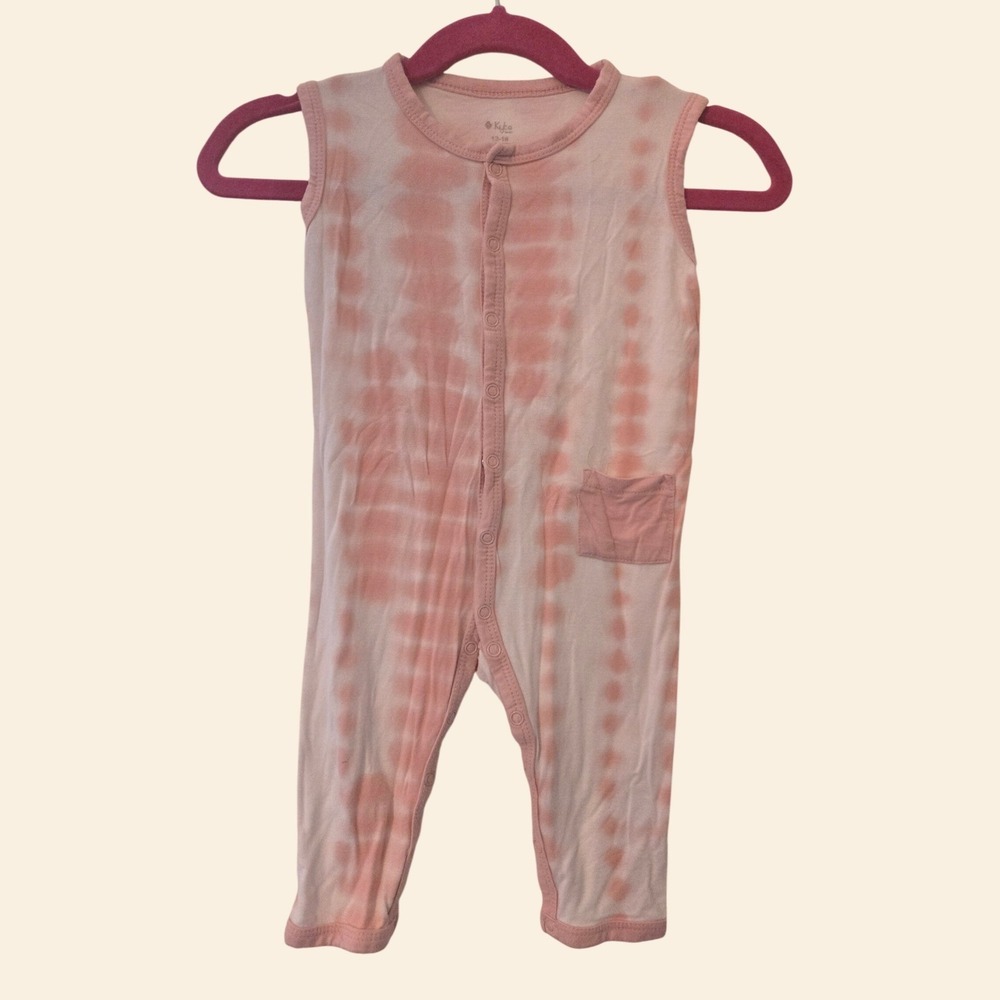 Kyte Baby Sleeveless Bamboo Romper Pink Tie Dye 12-18 Months KT1415